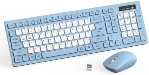 Wireless Keyboard and Mouse Combo Silent for Office and Home(Misty Blue-B)