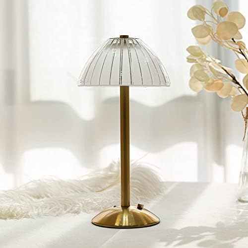 HEQET Cordless Table Lamps for Home,Table,Dining Room, Gold Rechargeable Lamps, USB Charge 12'' Tall LED Brass Portable Outdoor Indoor Table Lamp with Built-in Dimmer (Gold)