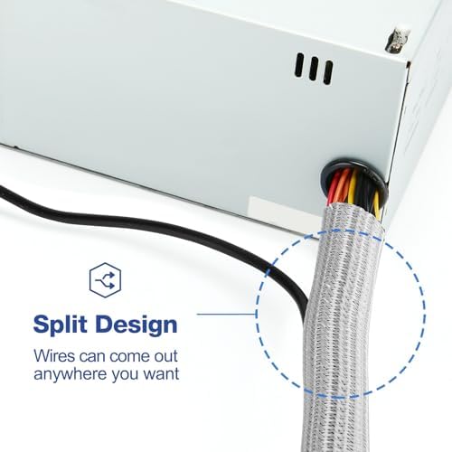 JOTO 26 Feet Cable Management Sleeve -Grey