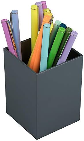 JAM PAPER Plastic Pen Holder - Grey - Desktop Pencil Cup Sold Individually