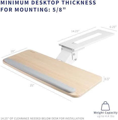 VIVO Light Wood Under Desk 25 x 10 inch Keyboard Tray, MOUNT-KB03C