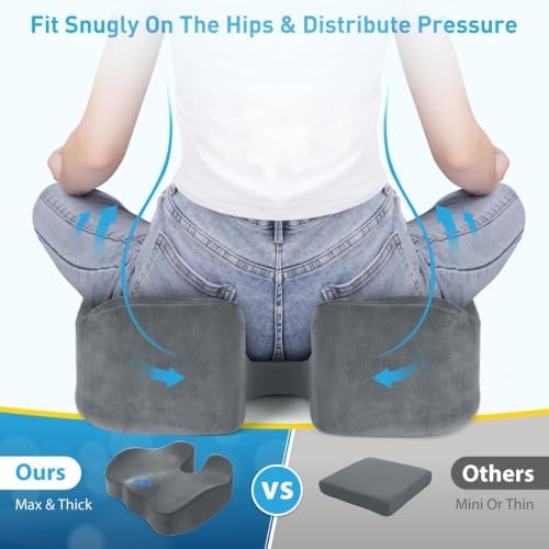 BlissTrends Thick Seat Cushion for Office Chair & Car Seat, XL, LightGrey