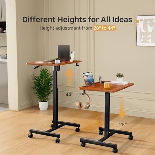 28 inch Small Mobile Standing Desk Height Adjustable with Wheels