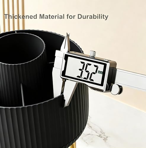 Pencil Pen Holder 5 Slots 360°Degree Rotating Pen Organizers for Desk Desktop Storage Stationery Supplies Cute Pencil Cup Pot Kids Desk Organizer for Office Home School（Black）