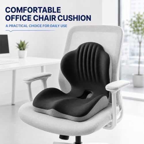Ergonomic Memory Foam Seat Cushion with Back Support, Office Chair Cushion