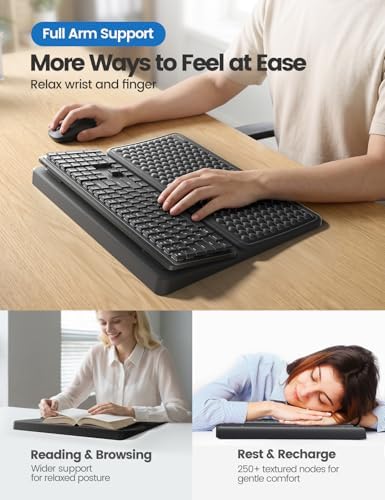 Vaydeer Keyboard Wrist Rest for Computer, Ergonomic Large Keyboard Mat Pad with Wrist Support, Soft Memory Foam Keyboard Stand for Desktop Gaming Home Office Carpal Tunnel Pain Relief