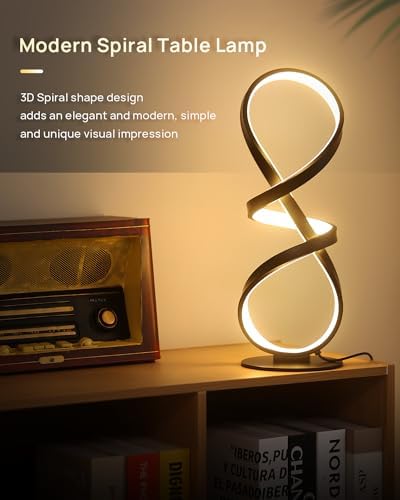 Set of 2 Cool LED Table Lamps, Modern Spiral Touch Desk Light