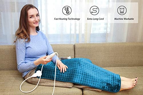 Ruqiji 17''x33'' XXXL King Size Heating Pad with 10 Temperature Settings, Pain Relief for Back/Neck/Shoulders/Menstrual Pain/Leg Cramp(Light Teal)