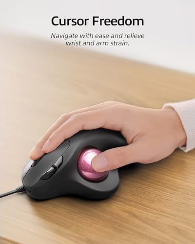 Nulea M509 Wired Trackball Mouse Ergonomic Thumb Control Type C USB-Pink
