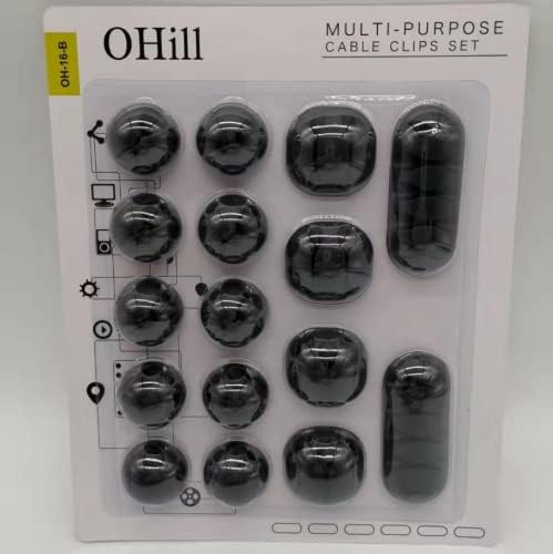 16PCS Cable Clips, Self Adhesive Cord Holder Organizer Wire Management