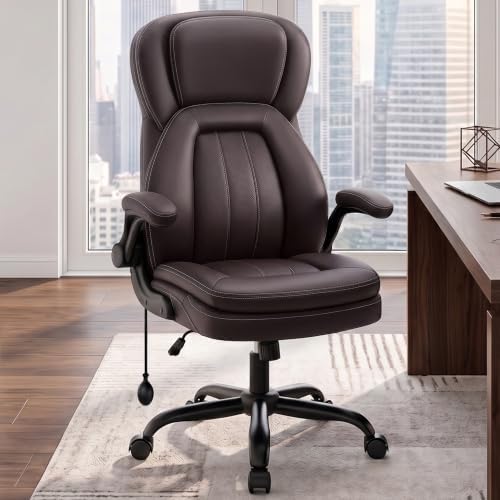Ergonomic Leather Office Chair, Executive Desk Chair High Back
