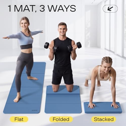 ZOEY 7-Fold Foldable Yoga & Exercise Mat, 74.8x31.5 Extra Wide 31.5 Inch XL Extra Large Lightweight Mat, Folding Pilates Stretching Mat, Anti-Slip Double Non Slip Noise Reducing Hot Yoga Mat, Odorless Non Toxic Eco TPE Workout Mat for Beginners Women M...