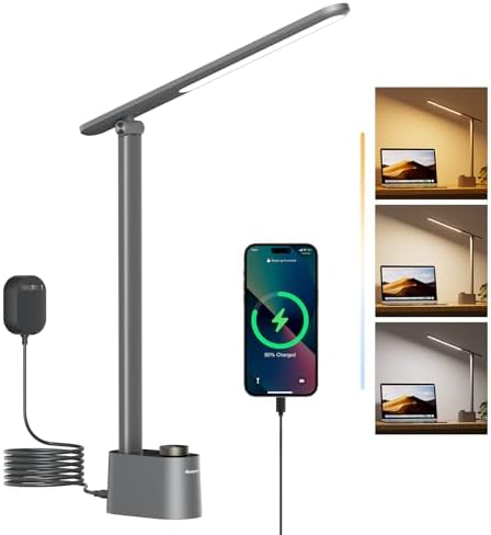 Honeywell LED Desk Lamp, Sunturalux™ Grey Desk Lamps for Home Office USB