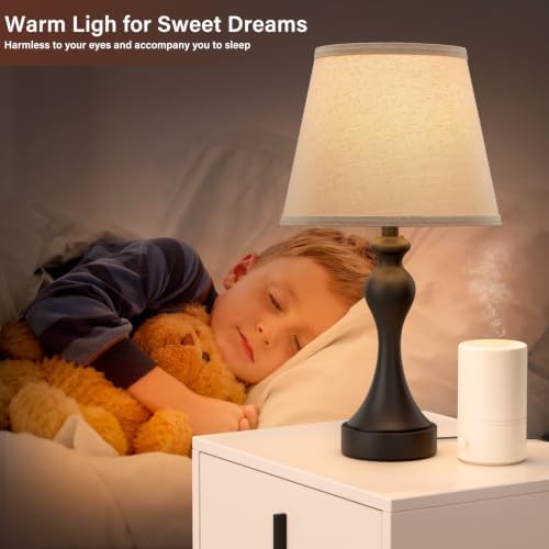 Touch Lamps for Nightstand, 3 Way Dimmable Bedside Lamps with USB C+A Ports