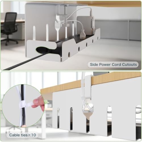 KEEGH Under Desk Cable Management Tray 16 in, Cable Organizer Tray, White