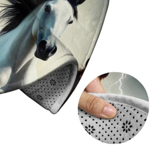 Men's Large Home Decor Mat, Soft Round Yoga Carpet, Non Slip Machine Washable Home Office Circle Rug Running Horse