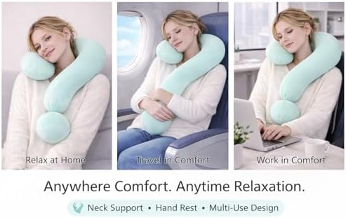 EVOLIVE Question Mark Neck Pillow 15"x24", Velvet Ergonomic Support(Mint)