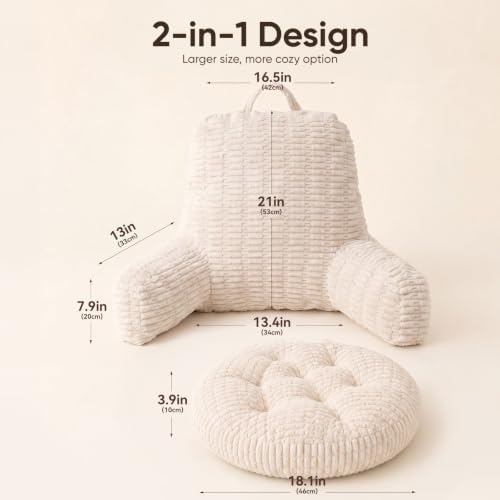21"H Large Reading Pillow, Backrest Pillow with Floor Cushion Pillow