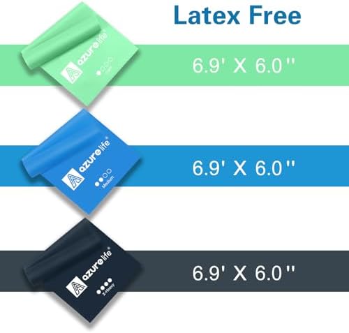 A AZURELIFE Resistance Bands,Professional Long Non-Latex Elastic Stretch Bands,Exercise Bands for Physical Therapy, Yoga, Pilates, Rehab, at-Home or The Gym Workouts, Strength Training