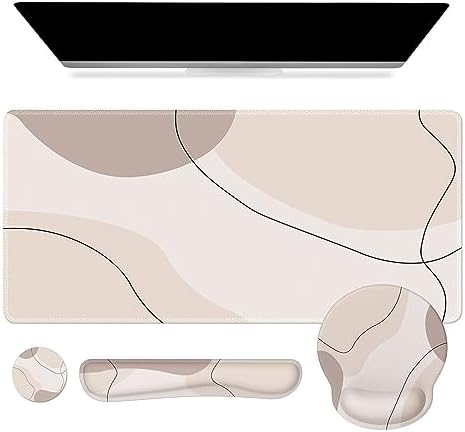iCasso Brown Art Mouse Mat 35.4"x15.7", Computer Mat for Workspace