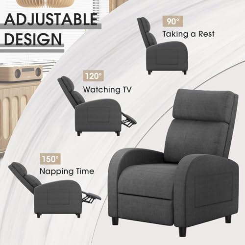 Homall Recliner Chair, Recliner Sofa Fabric for Adults, Grey Recliners