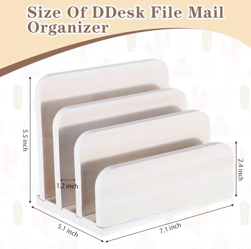 Briwooody Wooden Mail Organizer 3 Slots Mail Holder, White