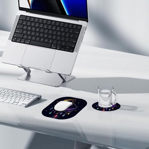 Small Mouse Pad，Mini Mouse Pad 6 x 7 Inch，for Laptop Keyboard Tray Wireless Mouse Home Office Travel，with Non-Slip Rubber Base, Waterproof Mouse Mat，Moon with Hanging Crystals