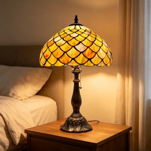 Tiffany Stained Glass Lamp Brown Scales Table Lamp