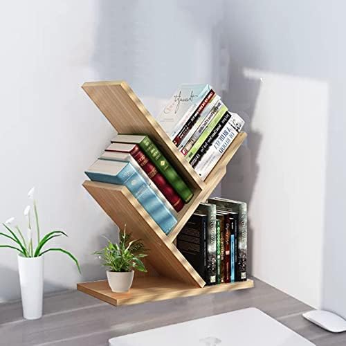 VOVCIG Y-Shaped Wooden Bookshelf, 3-Tier Adjustable Desktop Storage Rack
