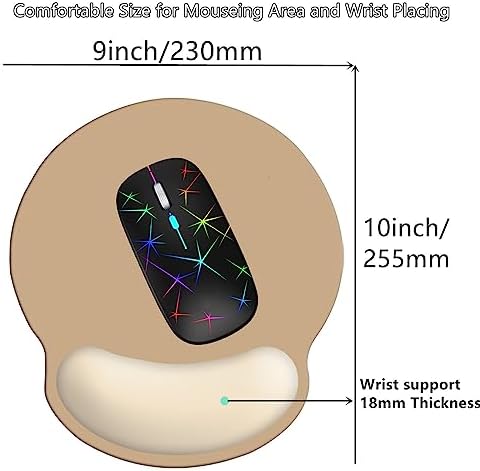 Wrist Rest Support Mouse Pad,Ergonomic Memory Foam Mouse Mat 9x10in Non-Slip Rubber Base Pain Relief Mousepad for Computer, Laptop(Beige Foam)