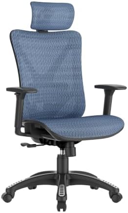 ELABEST Mesh Office Chair,Ergonomic Computer Desk Chair,Sturdy Task Chair- Adjustable Lumbar Support & Armrests,Tilt Function,Comfort Wide Seat,Swivel Home Office Chair (Navy Blue)