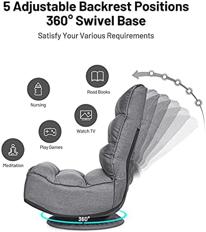 GIANTEX 360 Degree Swivel Gaming Chair, 6 Position Adjustable (Grey)