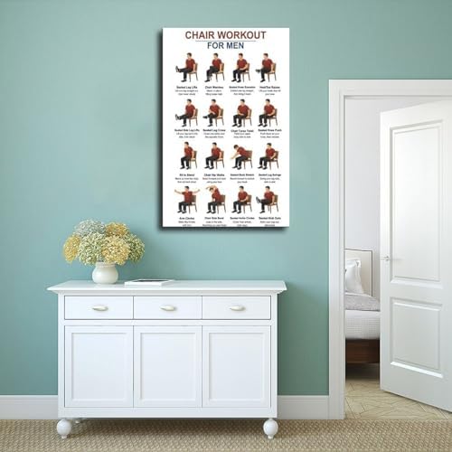 Tai Chi Chair Workouts for Men Chair Exercise Chart Home Workout Plan Canvas Poster Bedroom Decor Room Decor Unframe 24x36inch