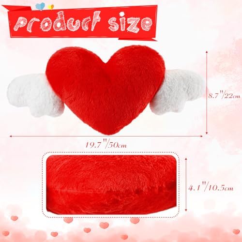 Macarrie 2 Pcs Heart Plush Car Headrest Pillow Angel Wings