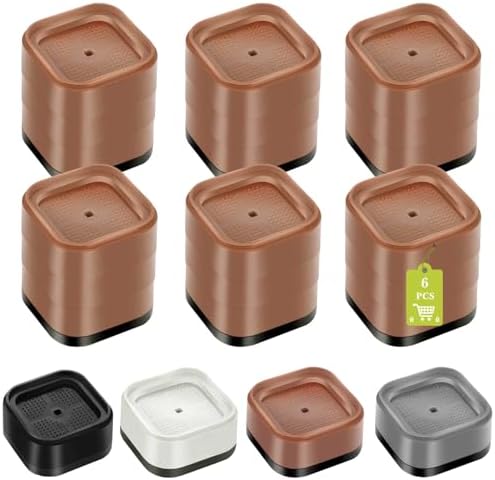 6 Pack Furniture Risers 3 Inch, Adjustable Bed Risers Heavy Duty for Table Desk Couch Chair Sofa Cabinet Bed Legs Dorm, Square Stackable Bed Raisers Blocks Lift Height 1", 2",3"or 4", Brown