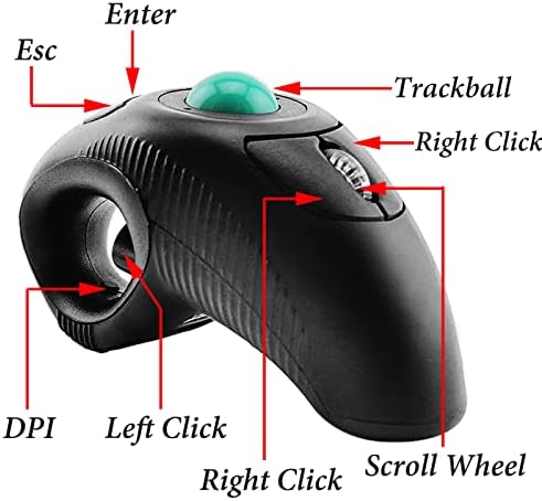 EIGIIS Wireless 2.4G USB Ergonomic Trackball Handheld Finger Mouse