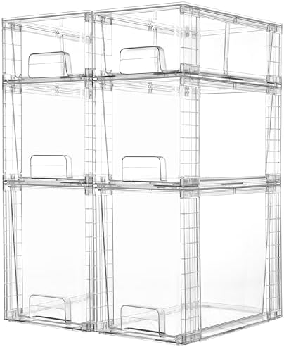 Vtopmart Clear Stackable Storage Drawers, 6 Pack Tall Organizer Set