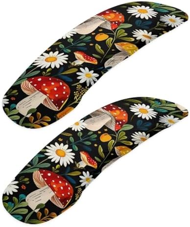 Mushroom Daisy Print Office Chair Armrest Covers 2Pcs Stretchy Gaming Chair Arm Protector with Elastic Edge, Universal Fit