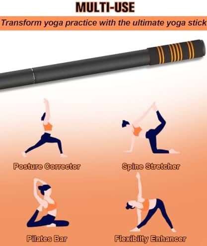 Queension 5ft Yoga Stick Adjustable Stretching Bar for Mobility & Balance
