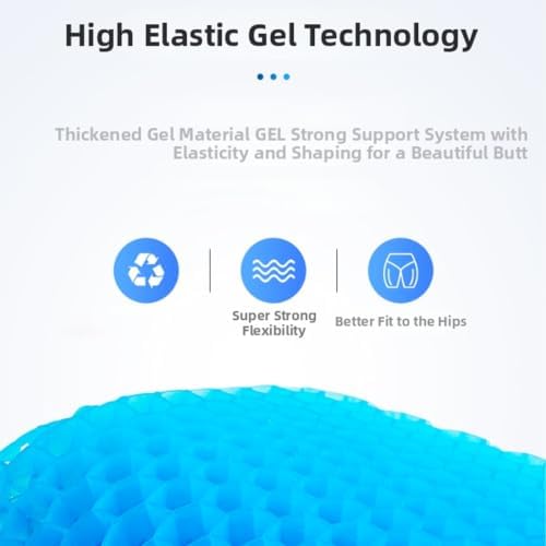 2026 Upgraded Silicone Gel Seat Cushion Honeycomb,Thick & Extra Large Gel Seat Cushion,Cool and Breathable for Home,Office Chair,Car Seat，Green