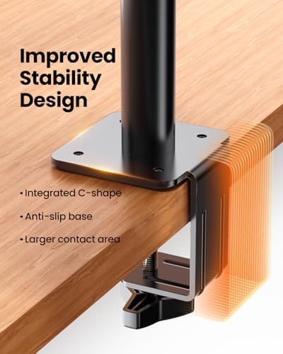 ErGear Single Monitor Arm, Adjustable Desk Gaming Monitor Mount for 13-34″ Screens, Up to 19.8 lbs, Enhanced Stability with Integrated C-Clamp, Upgraded Cable Management, VESA 75x75/100x100mm, Black