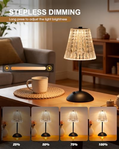 Nusogon 4 Pack Rechargeable Cordless Table Lamp, Touch Control Desk Lamp