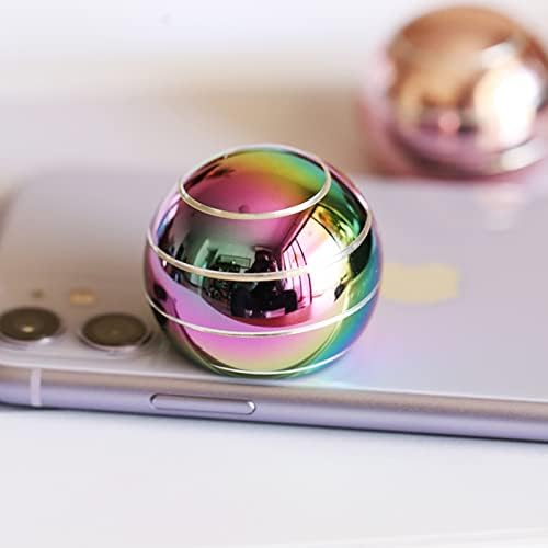 Kinetic Spinning Desk Toy Metal Fidgets ADHD 1.54in Rainbow Silver