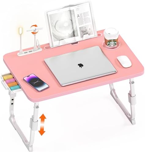 Lap Desk for Bed Adjustable Height with USB Port 23.6" x15.7" Desktop
