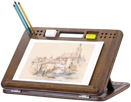 StrongTek Bamboo Tabletop Easel, 6-Angle Drawing Board for Desk and Lap