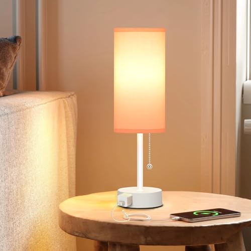 Dott Arts Table Lamp for Bedroom, 3-Color Bedside Lamps with Pull Chain