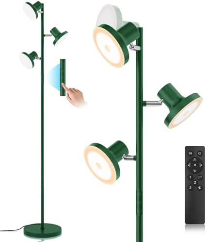 SIBRILLE 36W LED Tree Floor Lamp, Modern Dimmable Standing Lamp with Remote & Touch Control, 4 Color Temperatures, 3 Rotatable LED Light Floor Lamps for Living Room, Bedroom, Office