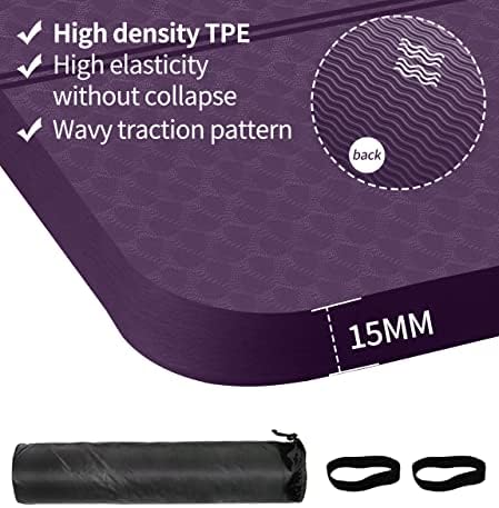 nuveti Large Exercise Mat - 15mm/20mm/30mm Thick Yoga Mat | Workout Mat for Fitness, Yoga, Pilates, Stretching & Floor Exercises for Women & Men with Free Carrying Bag