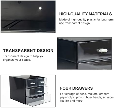Desk Organizer with Drawer, Desk Storage Box (4 drawer, Black)