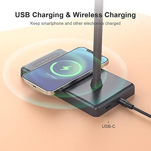 LED Desk Lamp for Office Home, Wireless Charger Desk Lamp